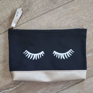 [ipsy] Black & Metallic Gold Eyelash Cosmetics Bag